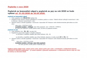 Poplatky v roce 2020