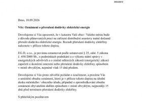 Oznámení o přerušení dodávky el. energie dne 16.10. 2026 - Otmarov
