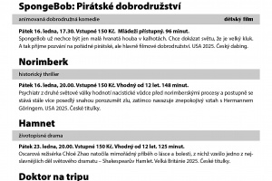 Kino Měnín - leden