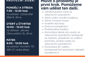 Inzerce soc. služby Odborné sociální poradenství pro OZP