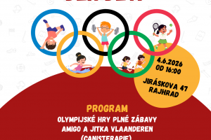 Pozvánka na Den dětí, který se uskuteční ve čtvrtek 4. června 2026 od 16:00 v charitní zahradě v Rajhradě