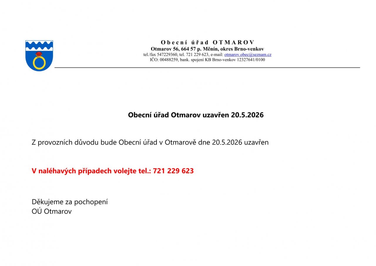 OÚ uzavřen květen 2026 OÚ uzavřen květen 2026
