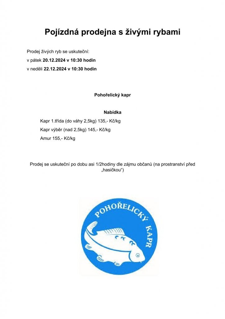 Prodej ryb 2024 - Otmarov Prodej ryb 2024 - Otmarov