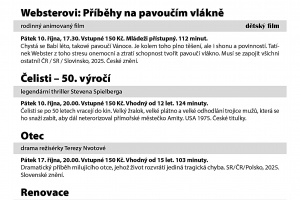 Kino Měnín - říjen