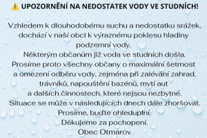 Upozorněnín na nedostatek vody ve studních
