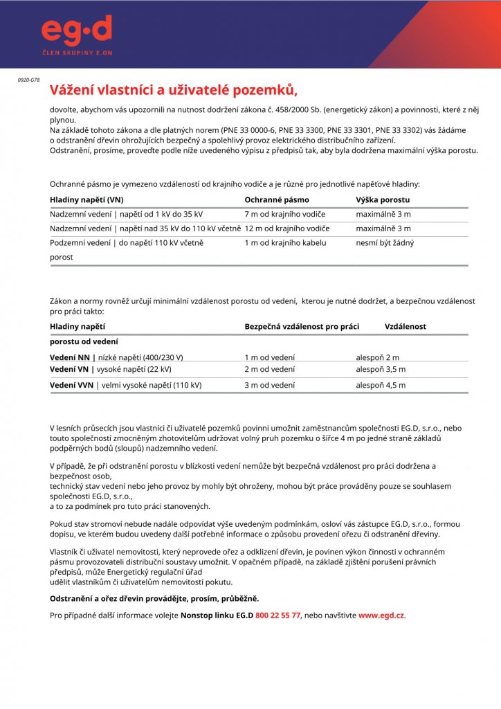 Upozornění vlastníkům či uživatelům nemovitostí (pozemků) Upozornění vlastníkům či uživatelům nemovitostí (pozemků)