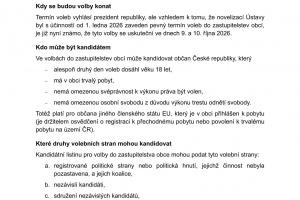 Informace o podmínkách kandidatury ve volbách do zastupitelstev obcí konaných ve dnech 9. a 10. října 2026