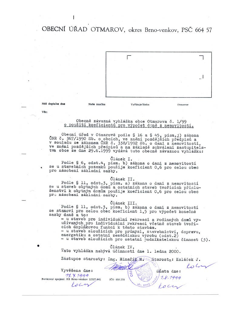 OZV č. 1.1999 - daň z nem.
