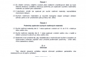 OZV pálení suchých rostliných materiálů