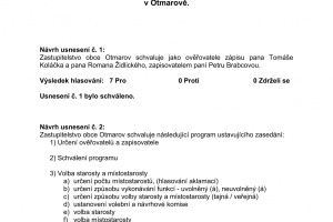 Usnesení z ustavujícího zasedání Zastupitelstva obce Otmarov - 19.10.2022 (1)