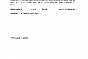 Usnesení ze zasedání Zastupitelstva obce Otmarov - 15.6.2026 (3)
