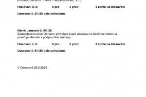 Usnesení ze zasedání Zastupitelstva obce Otmarov - 29.9.2025 (2)