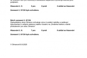 Usnesení ze zasedání Zastupitelstva obce Otmarov - 8.9.2025 (2)