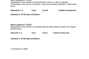 Usnesení ze zasedání Zastupitelstva obce Otmarov - 9.7.2025 (2)