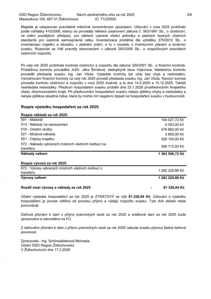 Návrh závěrečného účtu za rok 2025 (5) Návrh závěrečného účtu za rok 2025 (5)