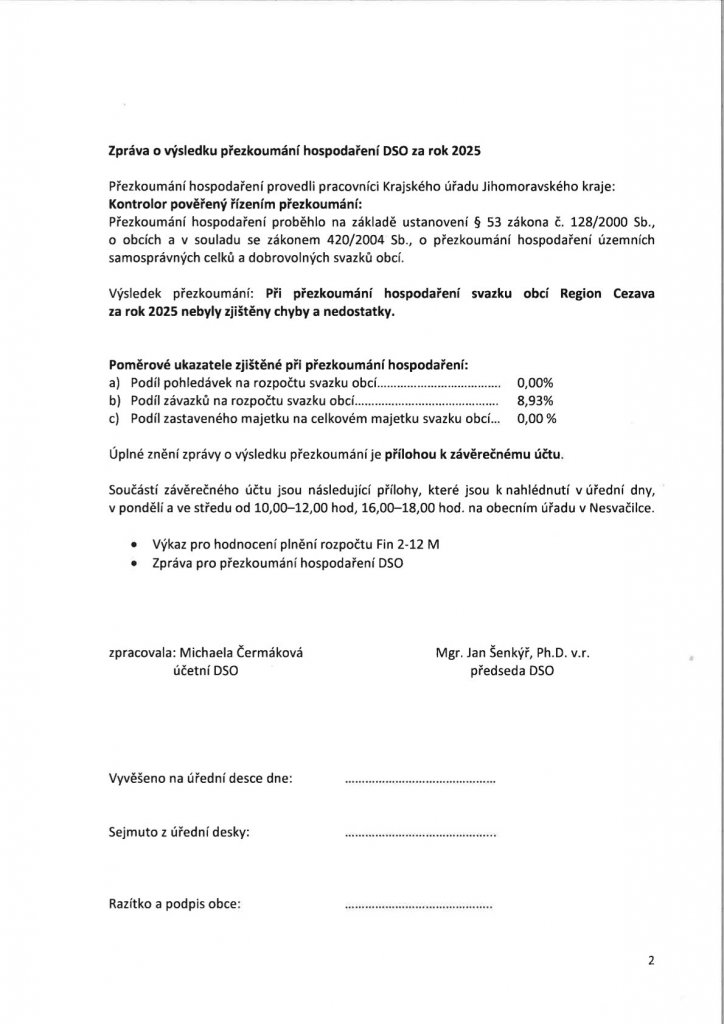 Návrh ZÚ Regionu Cezava za rok 2025 (2) Návrh ZÚ Regionu Cezava za rok 2025 (2)