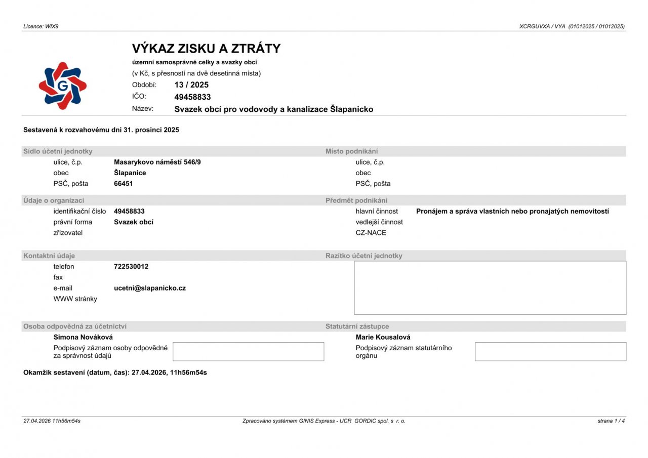 Výkaz zisku a ztrát 2025 (1) Výkaz zisku a ztrát 2025 (1)