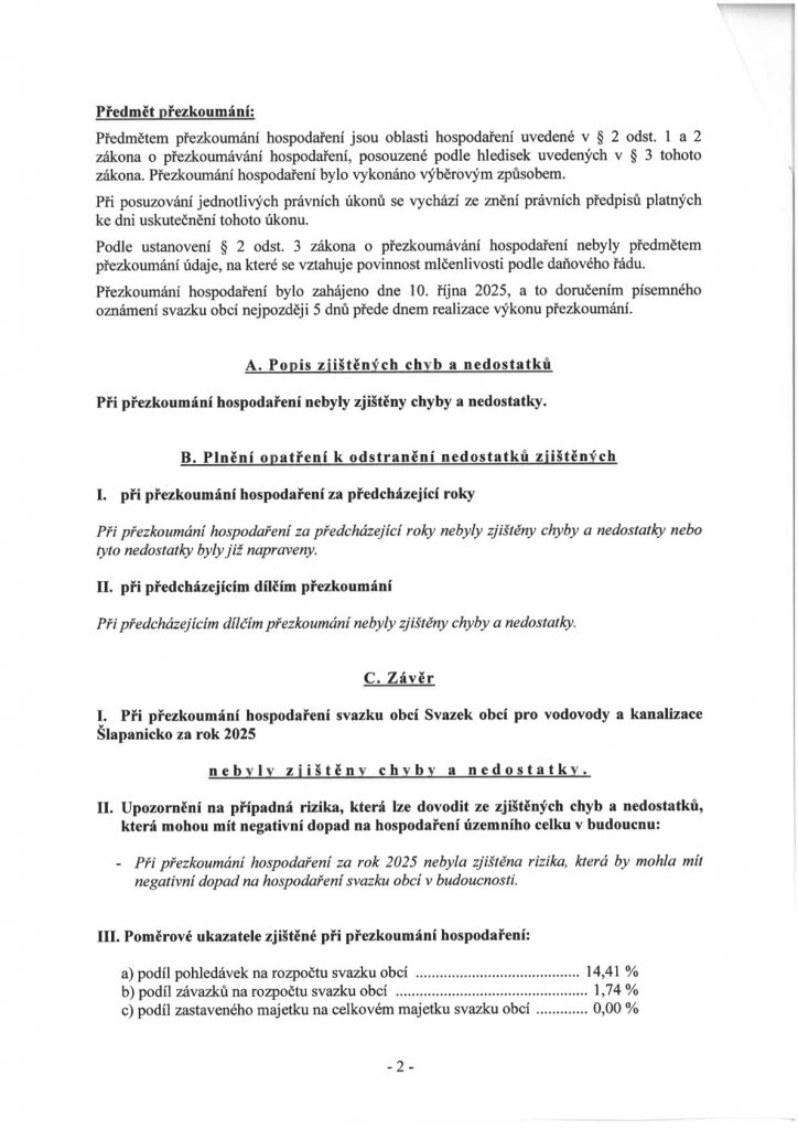 Zpráva o výsledku přezkoumání hospodaření 2025 (2) Zpráva o výsledku přezkoumání hospodaření 2025 (2)